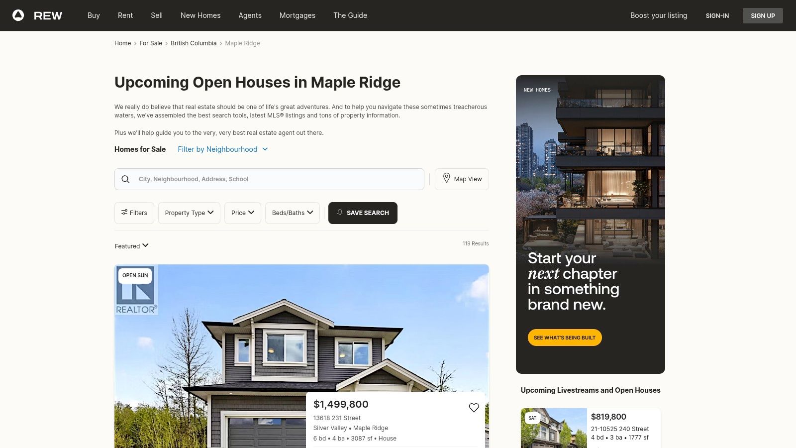 REW (Real Estate Wire) – Maple Ridge Open Houses