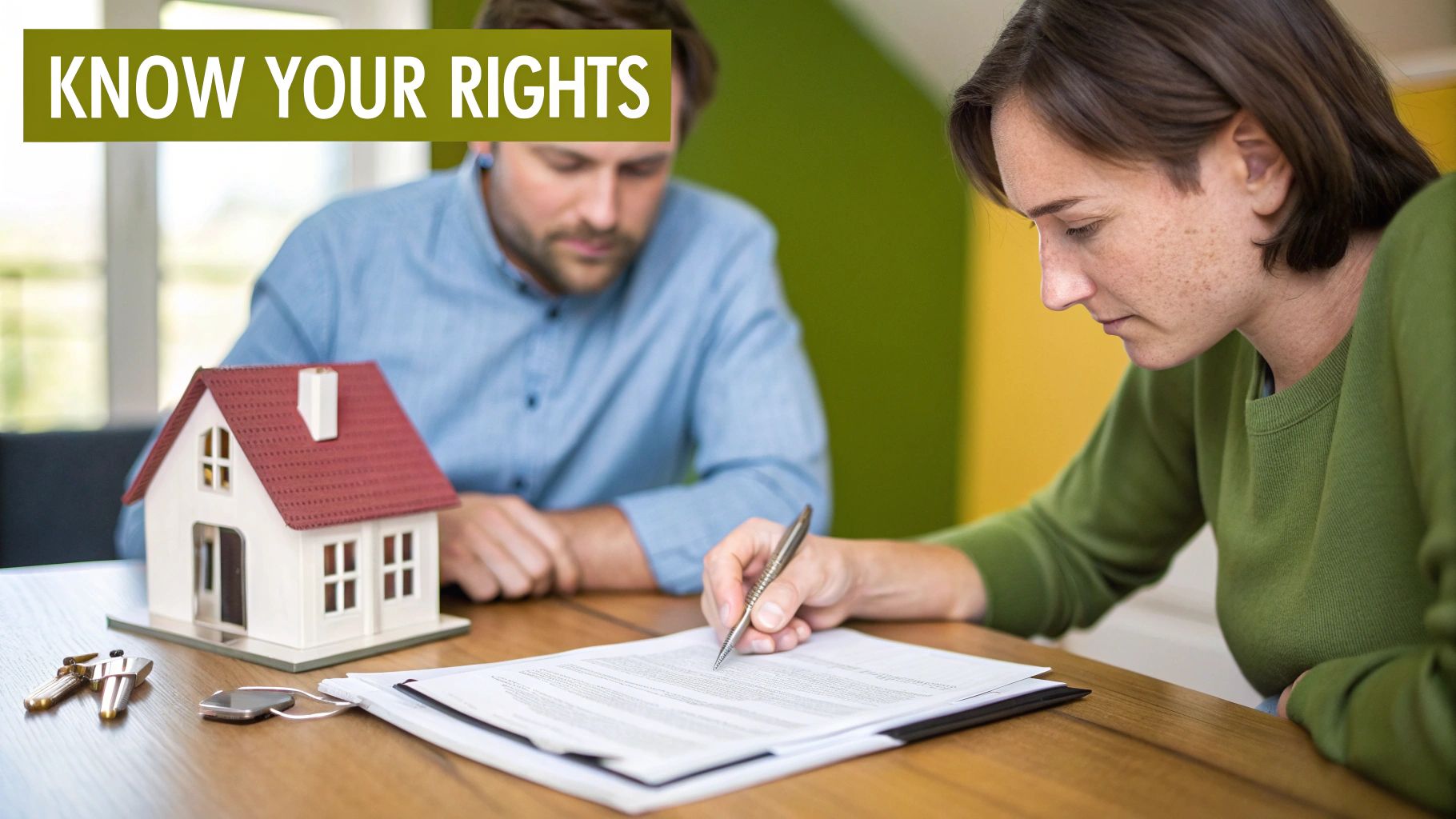 A legal document and gavel on a wooden desk, symbolizing homeowner rights.