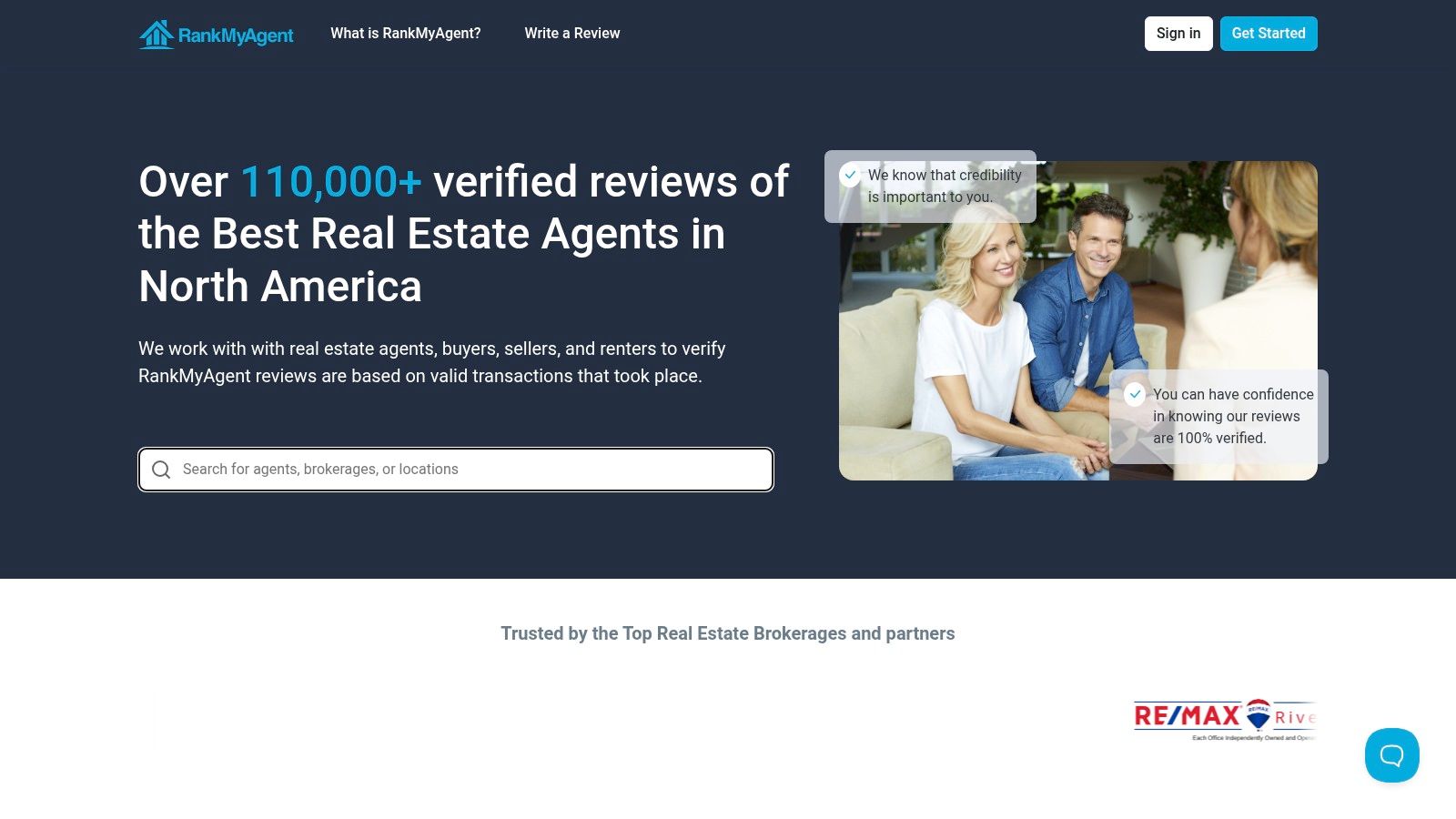 RankMyAgent interface showing realtor profiles and reviews