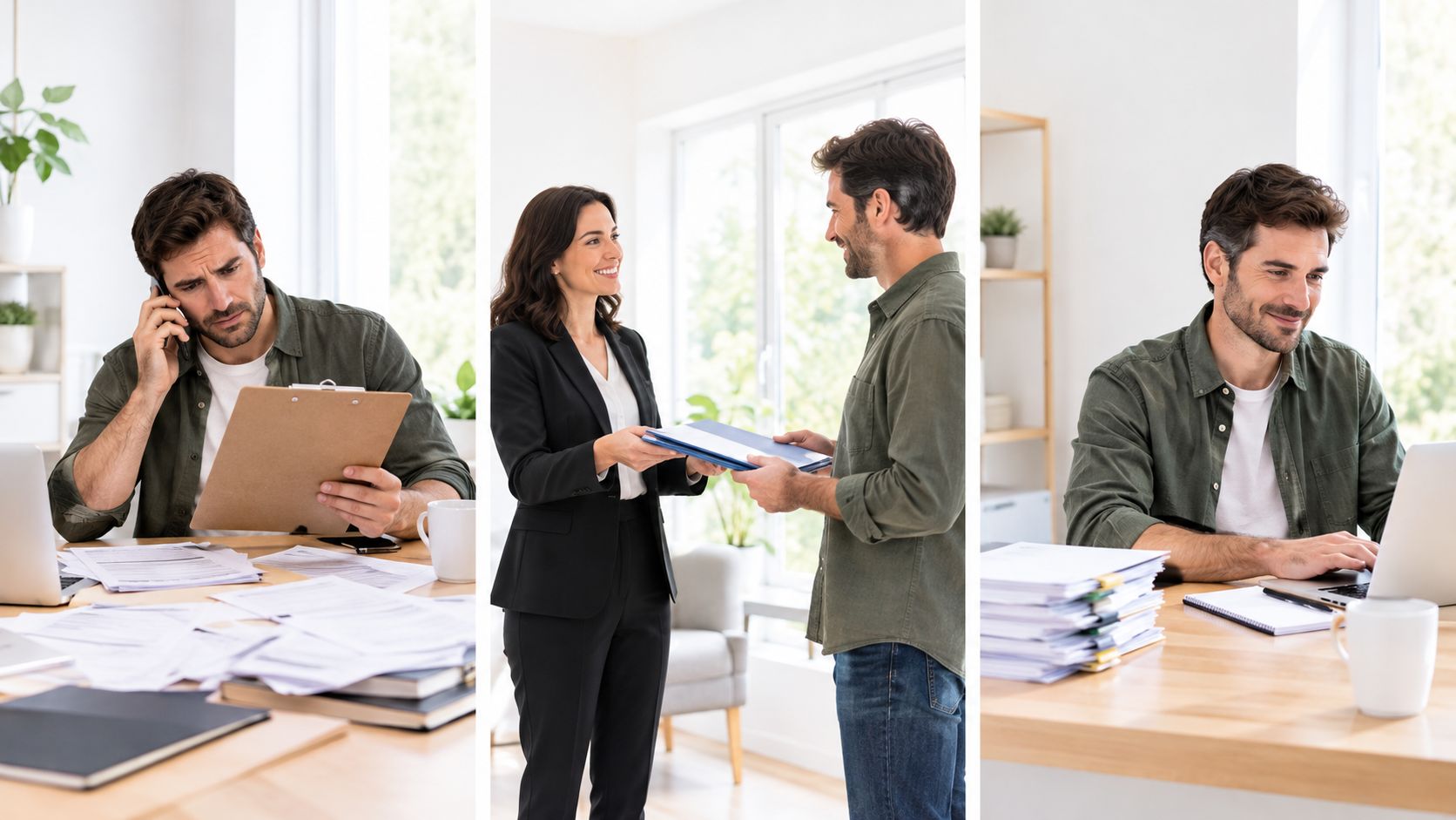 A professional man and woman collaborating in an office setting for tenant placement services in Maple Ridge.