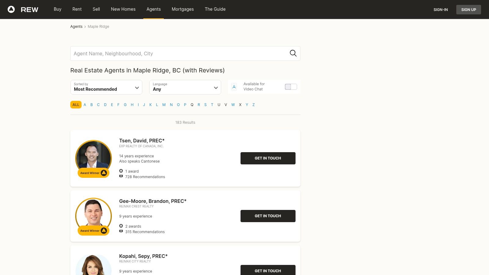 REW (Real Estate Wire) – Agent Directory